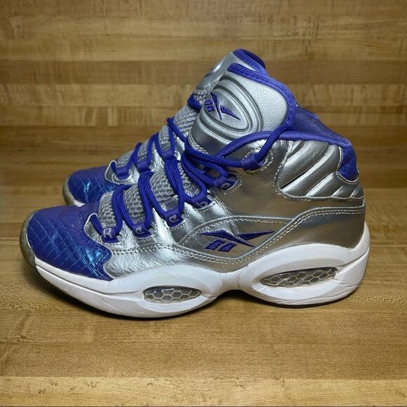 REEBOK QUESTION Allen Iverson SILVER / PURPLE / WHITE Girls SIZE 6.5 Women’s 8 - Picture 3 of 7